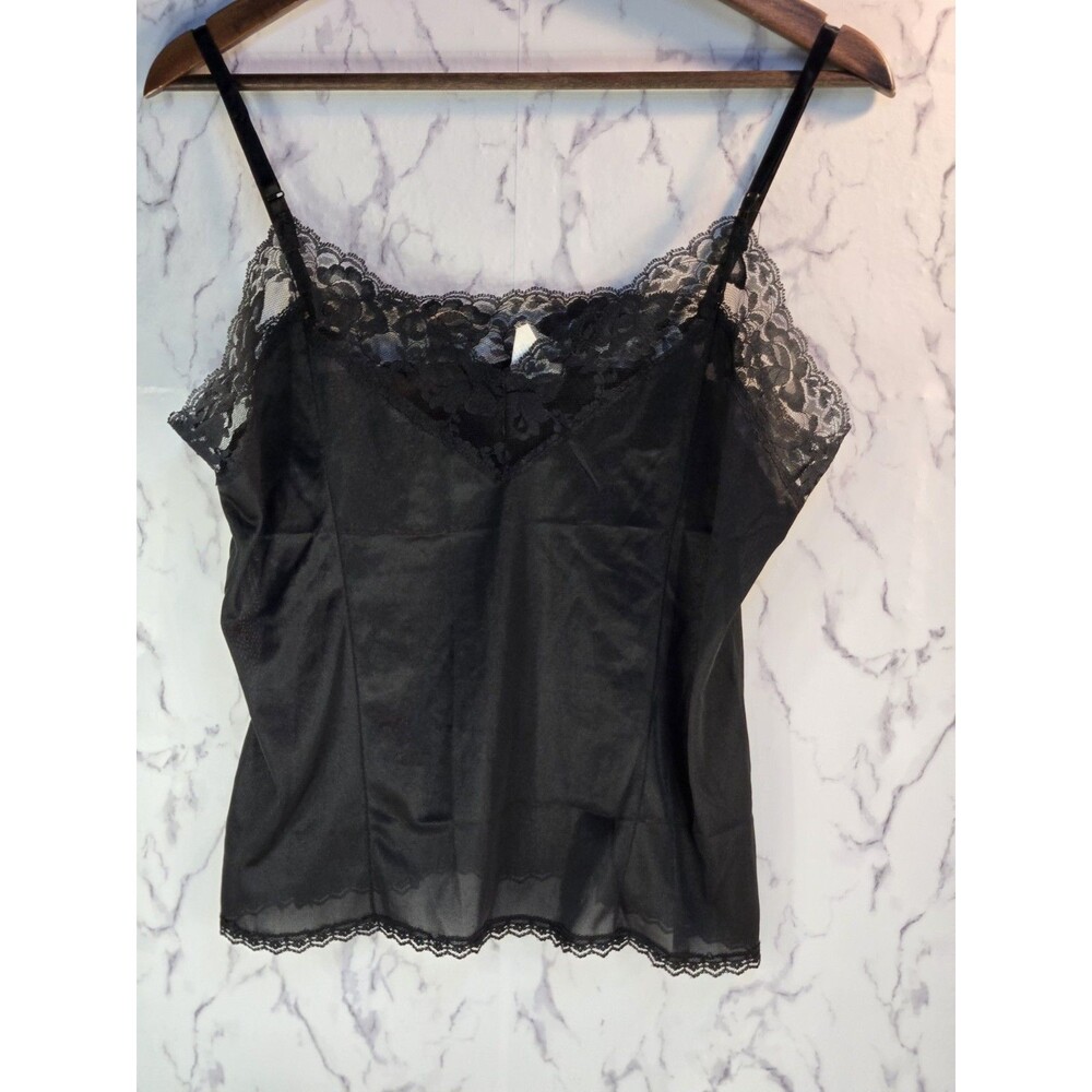 Vintage Mel-Lin Women's Black Lace Slip Cami, Size Large